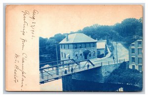 RPPC Cyanotype Maple Grove House Bridge Champlain New York NY 1906 Postcard V8