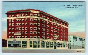 GREENSBORO, NC ~ The O HENRY HOTEL  c1950s  Roadside Linen  Postcard