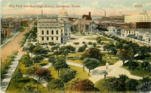 Ball High School Galveston Texas Birdseye City Park C-1910 Postcard 20-7973
