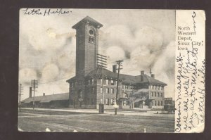 SIOUX CITY IOWA NORTH WESTERN RAILROAD DEPOT TRAIN STATION VINTAGE POSTCARD