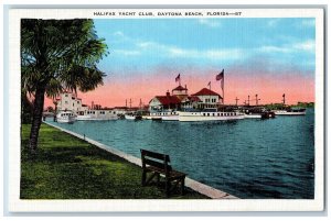 c1920's Halifax Yacht Club Boats Docked Building Daytona Beach Florida Postcard