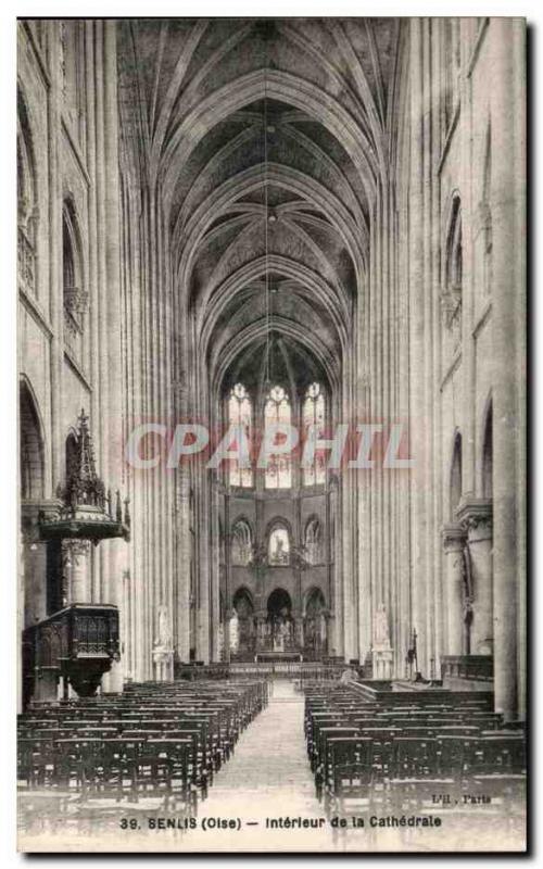 Old Postcard Senlis Interior of the Cathedral