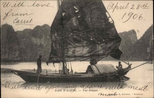 Vietnam Baie D'Along Ha Long Bay Junk Ship 1906 Used Postcard