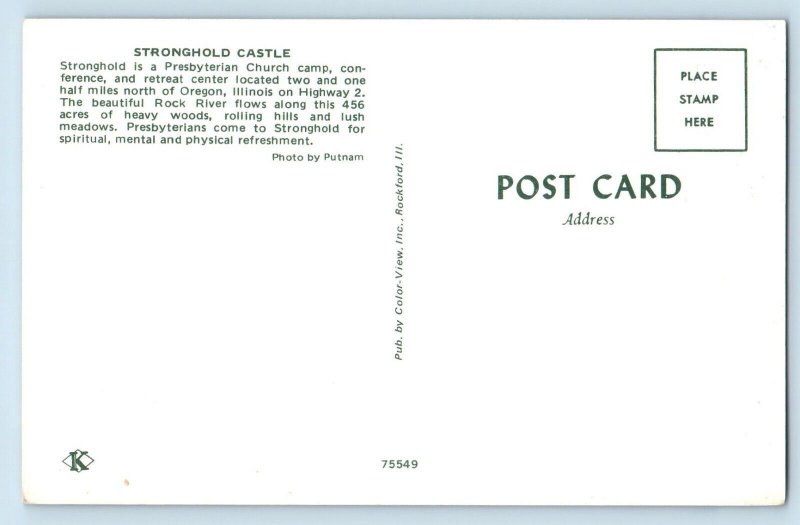 Rockford Illinois IL Postcard Stronghold Castle Presbyterian Church 1960 Vintage