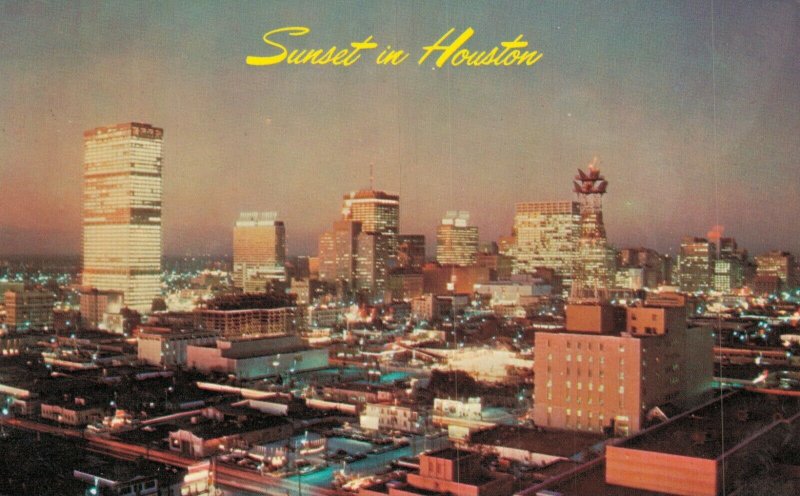 USA Sunset at Houston Texas Chrome Postcard 07.67