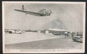 Mint Usa Real Picture Postcard Savannah Air Base Hangar & Runway