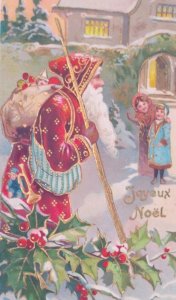 Santa Claus Gilt Robe Gel Children Antique Vintage Christmas Postcard Germany