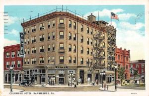 Harrisburg Pennsylvania Columbus Hotel Exterior Antique Postcard K21342