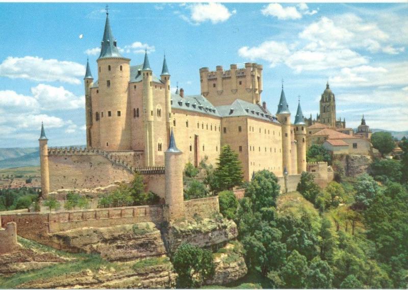 Spain, Segovia, Alcazar castle and the Cathedral, unused Postcard