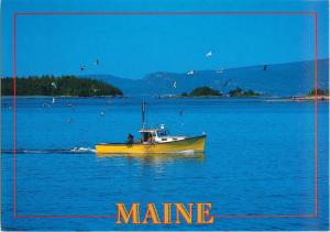Postcard Winter Harbor from Frazier Point, Maine lobster boat unposted MS523