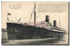 Old Postcard Boat Ship Le Havre The Transatlantic Savoy