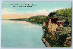 1940 Ozarks Missouri MO Vintage Postcard Scenic Bluffs Horseshoe Bend Drive Lake