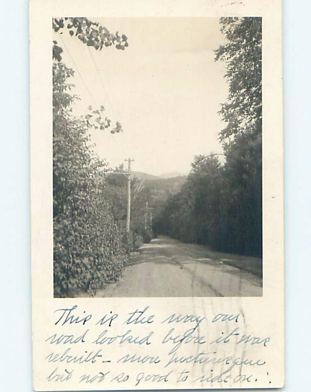 1930 rppc EARLY TELEPHONE POLES ALONG THE ROAD Postmarked Alton NH HM2767