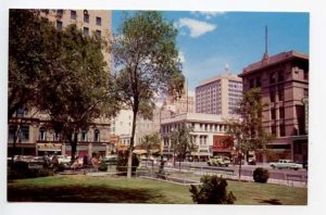 El Paso TX Alligator Plaza Park Woolworth's Store Fronts Old Cars Postcard