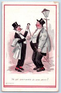 Comic Humor Postcard Drunk Man With Cigar To Be Continued In Our Next c1910's