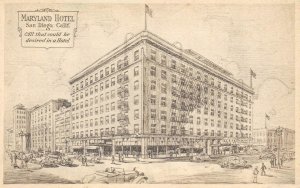 MARYLAND HOTEL San Diego, California ca 1920s Vintage Postcard
