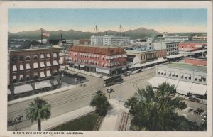 Phoenix Arizona Aerial View trolley autos horse 1920s postcard A734 