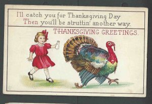 1914 PPC* Thanksgiving Greeting Embossed Posted Missing Stamp