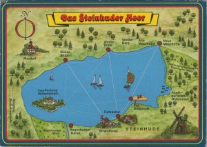 Germany Postcard - Map of Das Steinhuder Meer RR18918