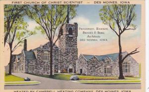 Iowa Des Moines First Church Of Christ Scientist Advertising Campbell Heating...