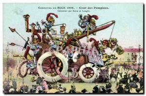 Old Postcard Firefighters Nice Carnival 1909 Chariot of Fire Lunghi and Sidro