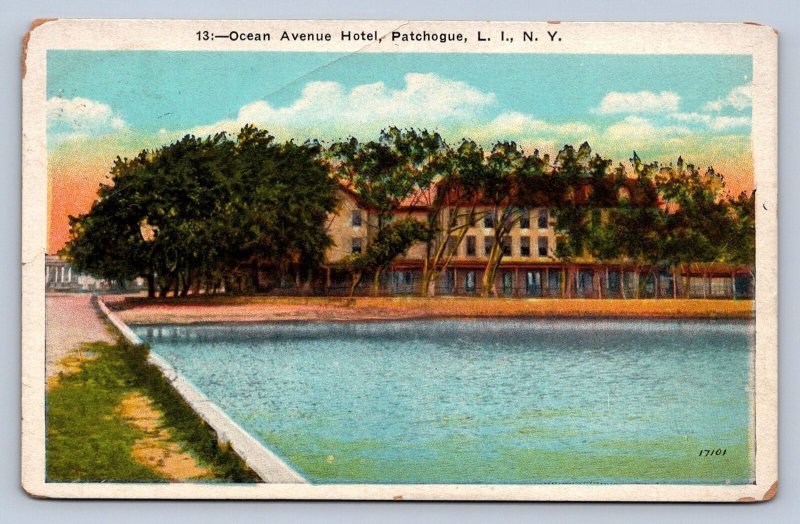 J89/ Patchogue Long Island New York Postcard c1920 Ocean Ave Hotel 472