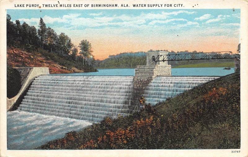 Birmingham Alabama~Lake Purdy~City Water Supply~Bridge Across Water~1928 Pc