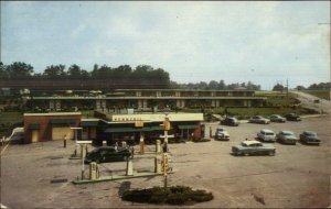 Clarion PA Rhea's Motel Restaurant Gas Station Pennzoil Postcard