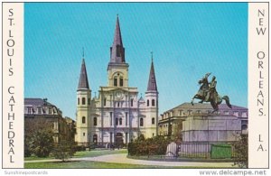 Louisiana New Orleans St Louis Cathedral & Jackson Statue 1971