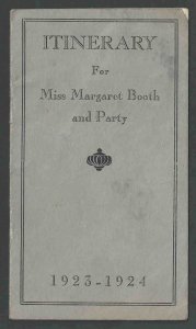 1923-1924 Travel Itinerary For Miss Margaret & Party W/Dates & Places 5 Pages