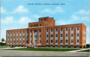 Postcard TX Midland Memorial Hospital Building LINEN 1940s S49