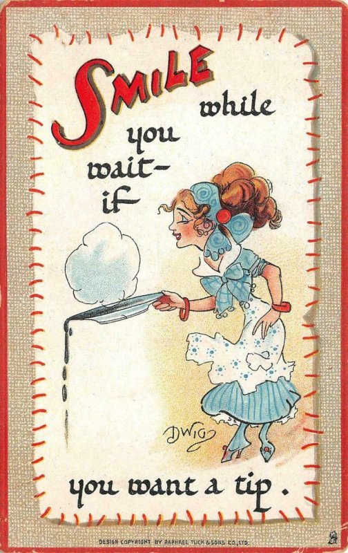 Smile While YOU Wait TIP Comic Artist Signed Dwig Tuck Postcard (C. 1910) |  Topics - Illustrators & Photographers - Illustrators - Signed - Other