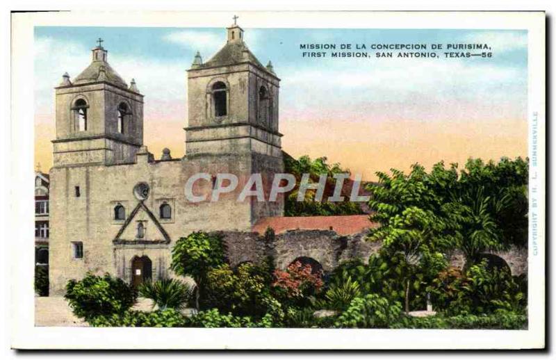 Postcard Old Mission De La Concepcion De Purisima First Mission San Antonio T...