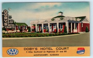 MONTGOMERY, AL Alabama ~ DOBY'S HOTEL COURT c1950s Roadside Linen  Postcard