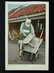 Country Life THE OLD CARPENTER MENDING THE OLD WHEELBARROW - Old Postcard by M&L