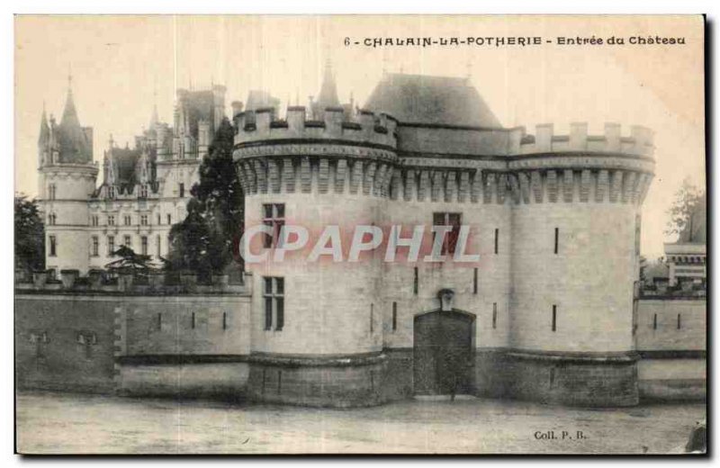 Old Postcard Chalain Potherie the castle Entree