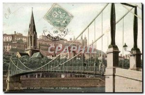 Lyon-suspension bridge and L & # 39eglise St Georges Old Postcard