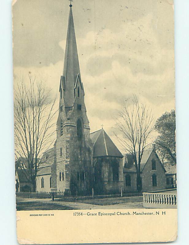 Divided-back CHURCH SCENE Manchester New Hampshire NH AD1950