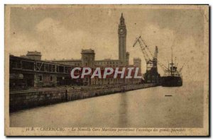 Old Postcard Cherboug New Station Maritine Allowing the & # 39accostage Great...