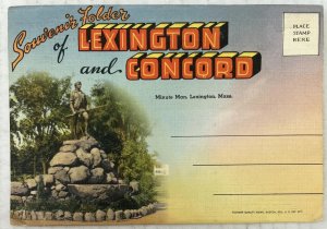 Lexington and Concord Massachusetts 18 Postcard Souvenir Folder