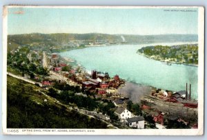 1910 Cincinnati Ohio Vintage Postcard Up The Ohio From Mt. Adams Phostint Posted