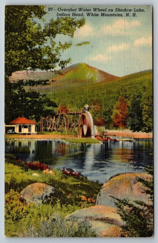 White Mountains  New Hampshire  Water Wheel  Shadow Lake   Postcard