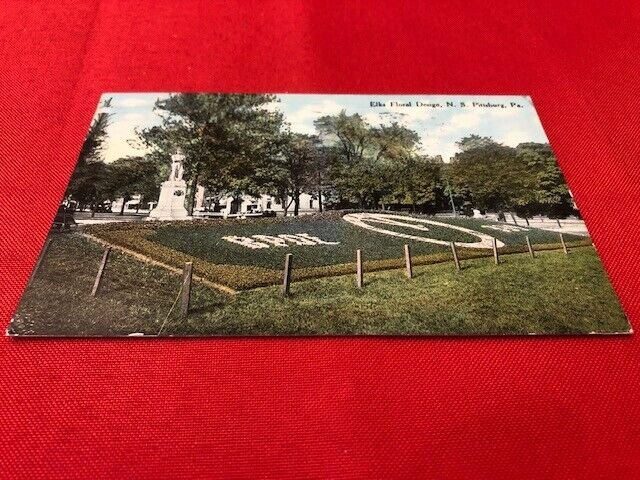 1910 postcard ELKS FLORAL DESIGN N.S. Pittsburg PA, Fort Pitt Pub.