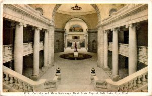 Corridor, Main Stairways, Utah State Capitol, Salt Lake City, Georgia Postcard