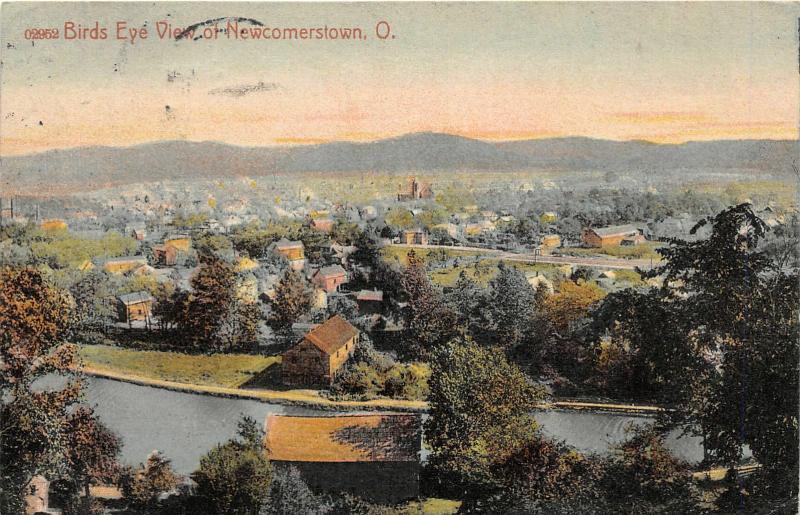 F63/ Newcomerstown Ohio Postcard Birdseye View River Homes 5