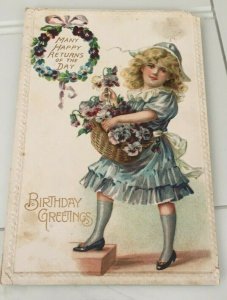 VINTAGE POSTCARD BIRTHDAY GREETINGS EMBOSSED