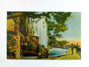 Vintage Postcard NICE La Cascade du Chateau Linen Waterfall Scene