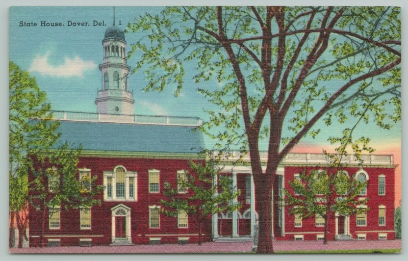 Dover Delaware~State House~1940s Linen Postcard