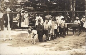 Children Playing Some Kind of Game Playground? c1910 Real Photo Postcard