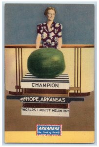 c1950's Champion World Largest Melon 150# Fruits Hope Arkansas Vintage Postcard